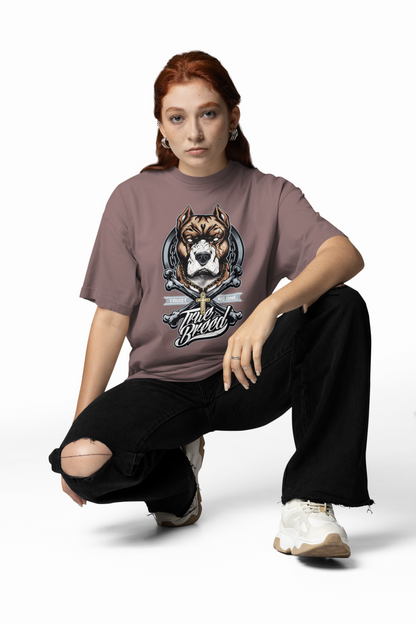 TRUE BREED NO TRUST Impresión frontal de streetwear - Camiseta unisex extragrande de algodón orgánico para adultos SH