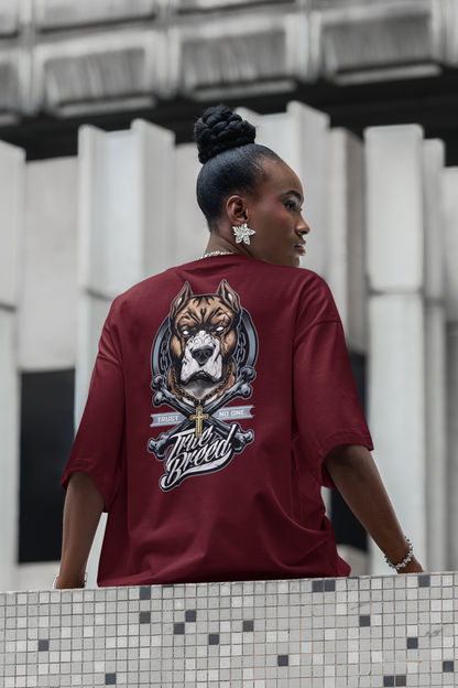 Camiseta unisex holgada, bio, para adultos, con estampado "TRUE BREED NO TRUST Streetwear Backprint - Freestyler"