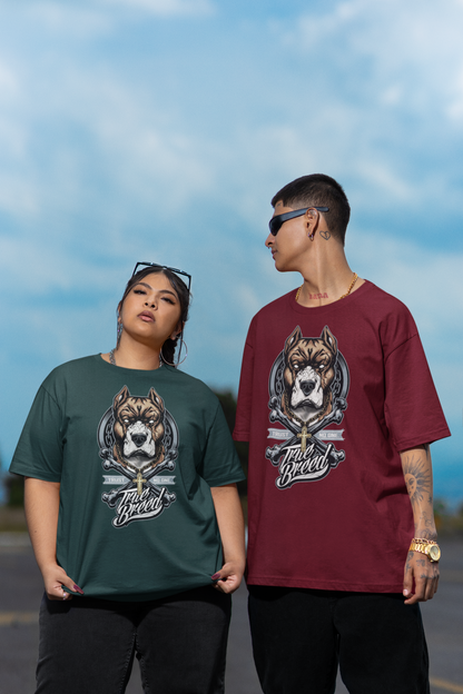 TRUE BREED NO TRUST Impresión frontal de streetwear - Camiseta unisex extragrande de algodón orgánico para adultos SH
