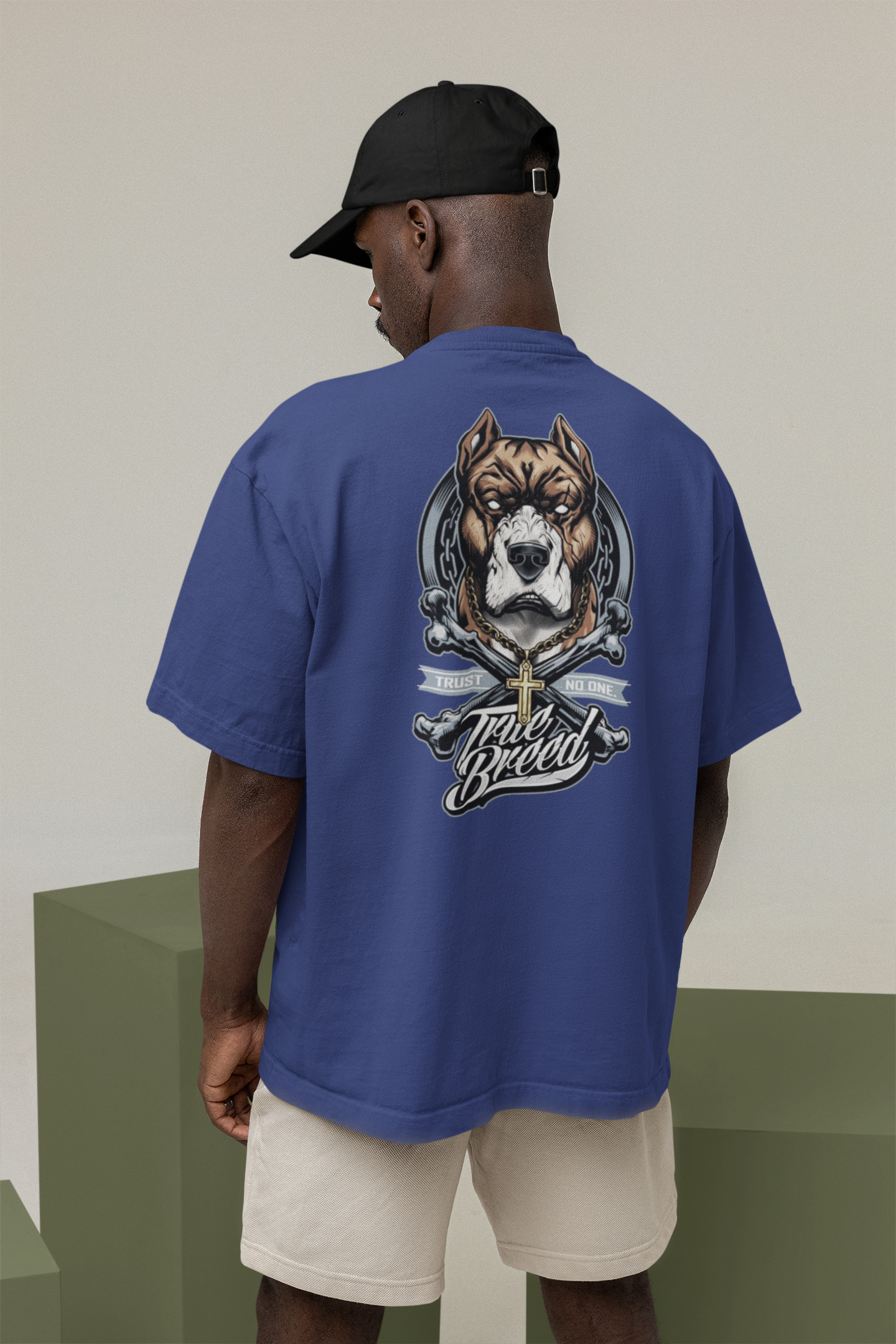 Camiseta unisex holgada, bio, para adultos, con estampado "TRUE BREED NO TRUST Streetwear Backprint - Freestyler"