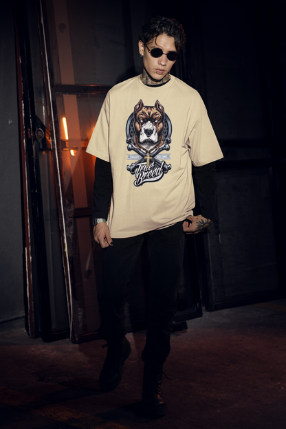 TRUE BREED NO TRUST Impresión frontal de streetwear - Camiseta unisex extragrande de algodón orgánico para adultos SH