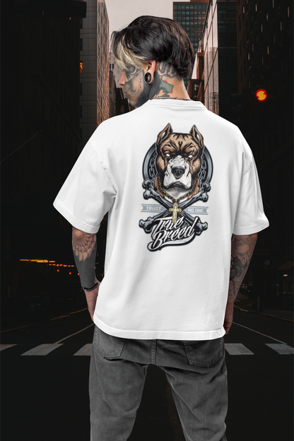 Camiseta unisex holgada, bio, para adultos, con estampado "TRUE BREED NO TRUST Streetwear Backprint - Freestyler"