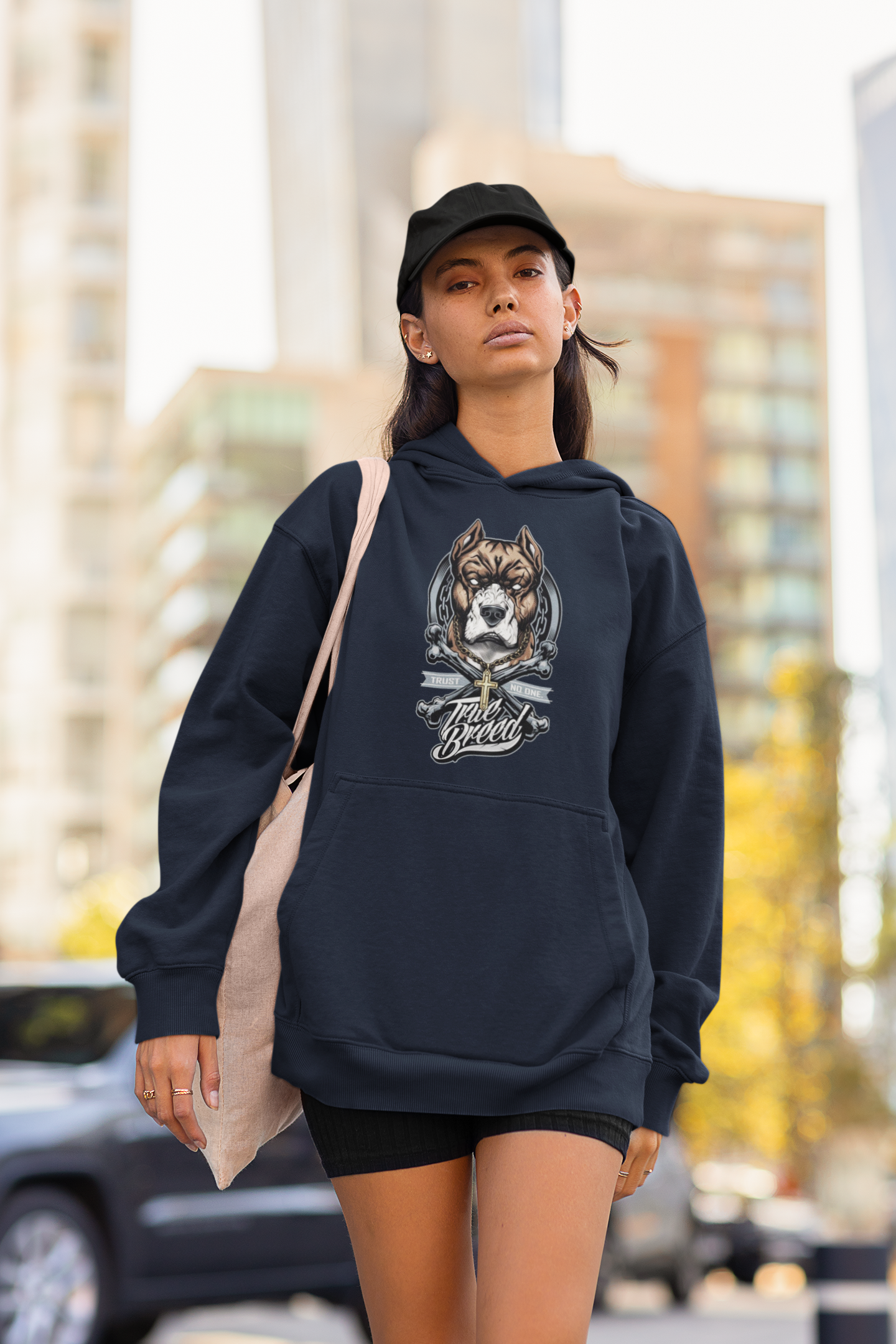 TRUE BREED NO TRUST Streetwear Recto - Slammer Bio Oversized Unisex Hoodie Adulte SH
