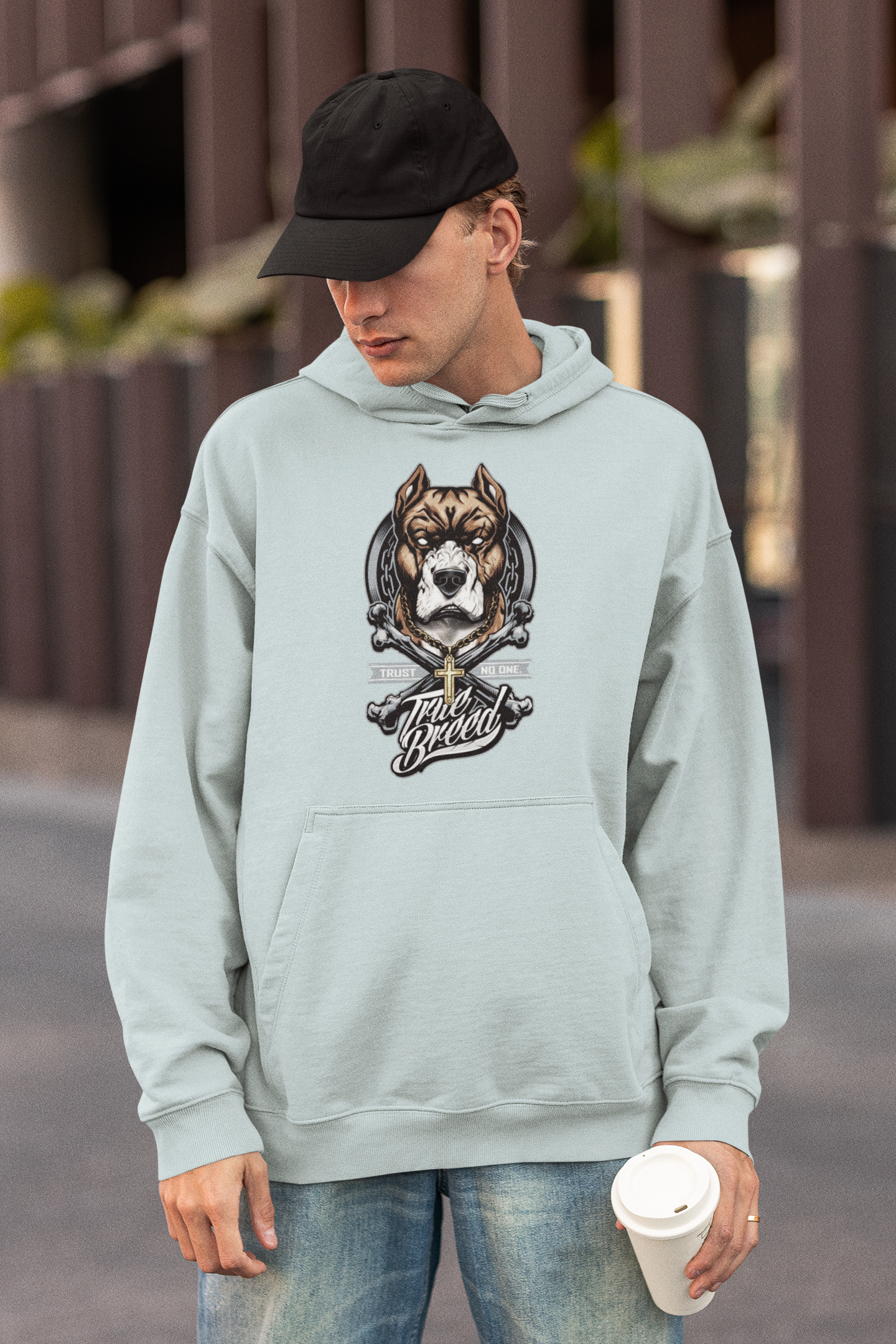 TRUE BREED NO TRUST Streetwear Recto - Slammer Bio Oversized Unisex Hoodie Adulte SH