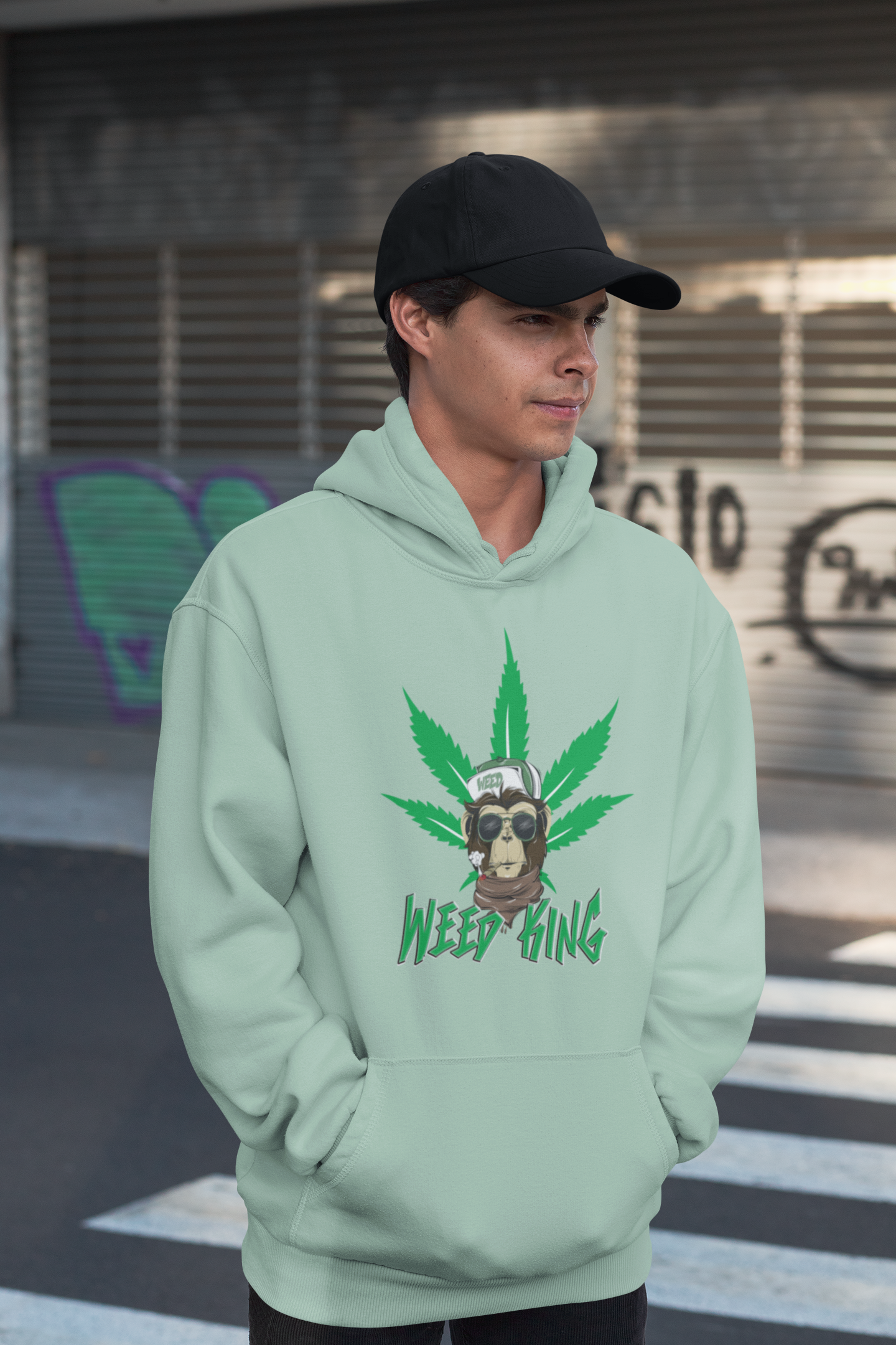 WEED KING Streetwear Frontside - Slammer Bio Oversized Unisex Hoodie Adultos SH