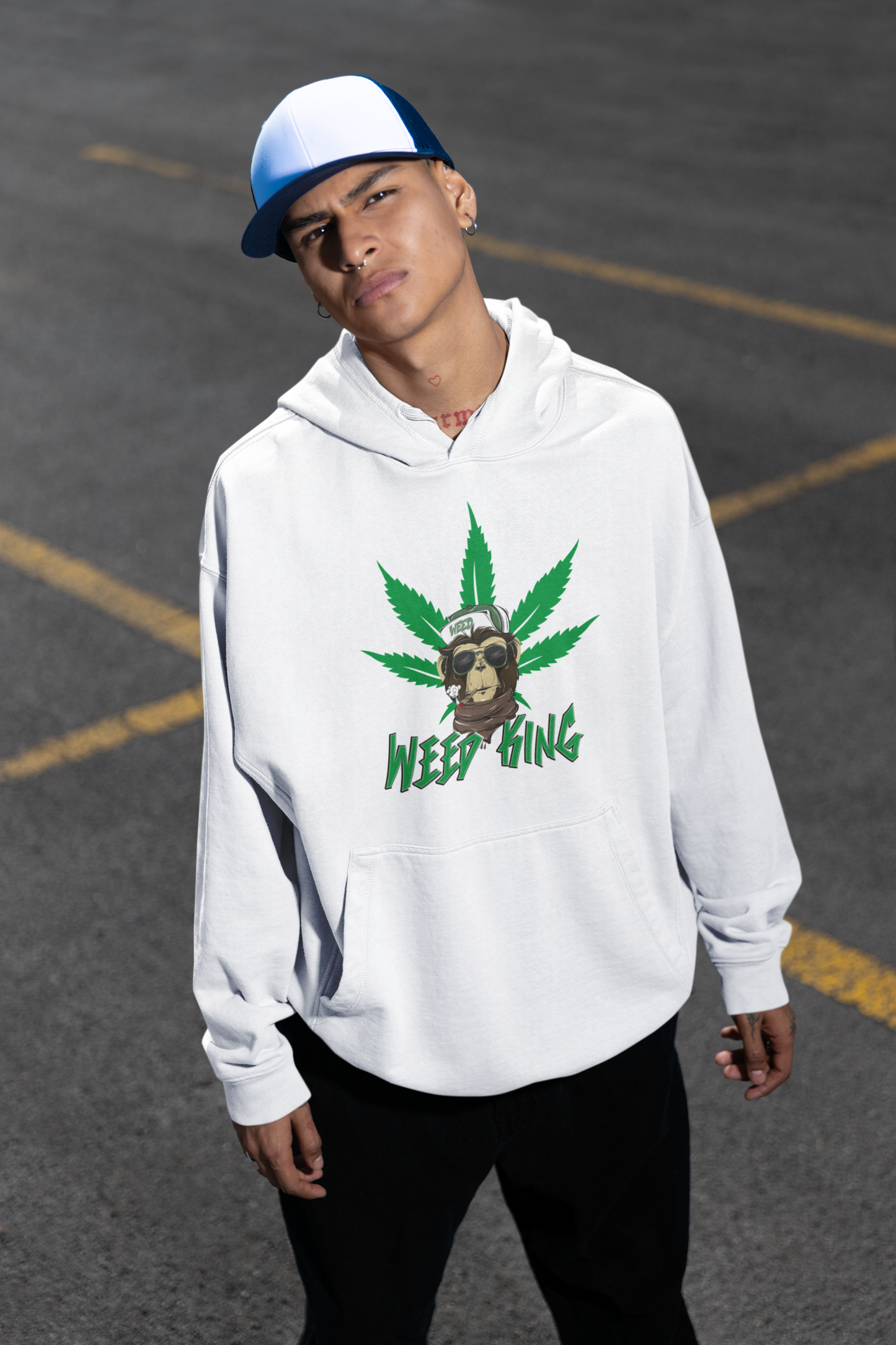 WEED KING Streetwear Frontside - Slammer Bio Oversized Unisex Hoodie Adultos SH
