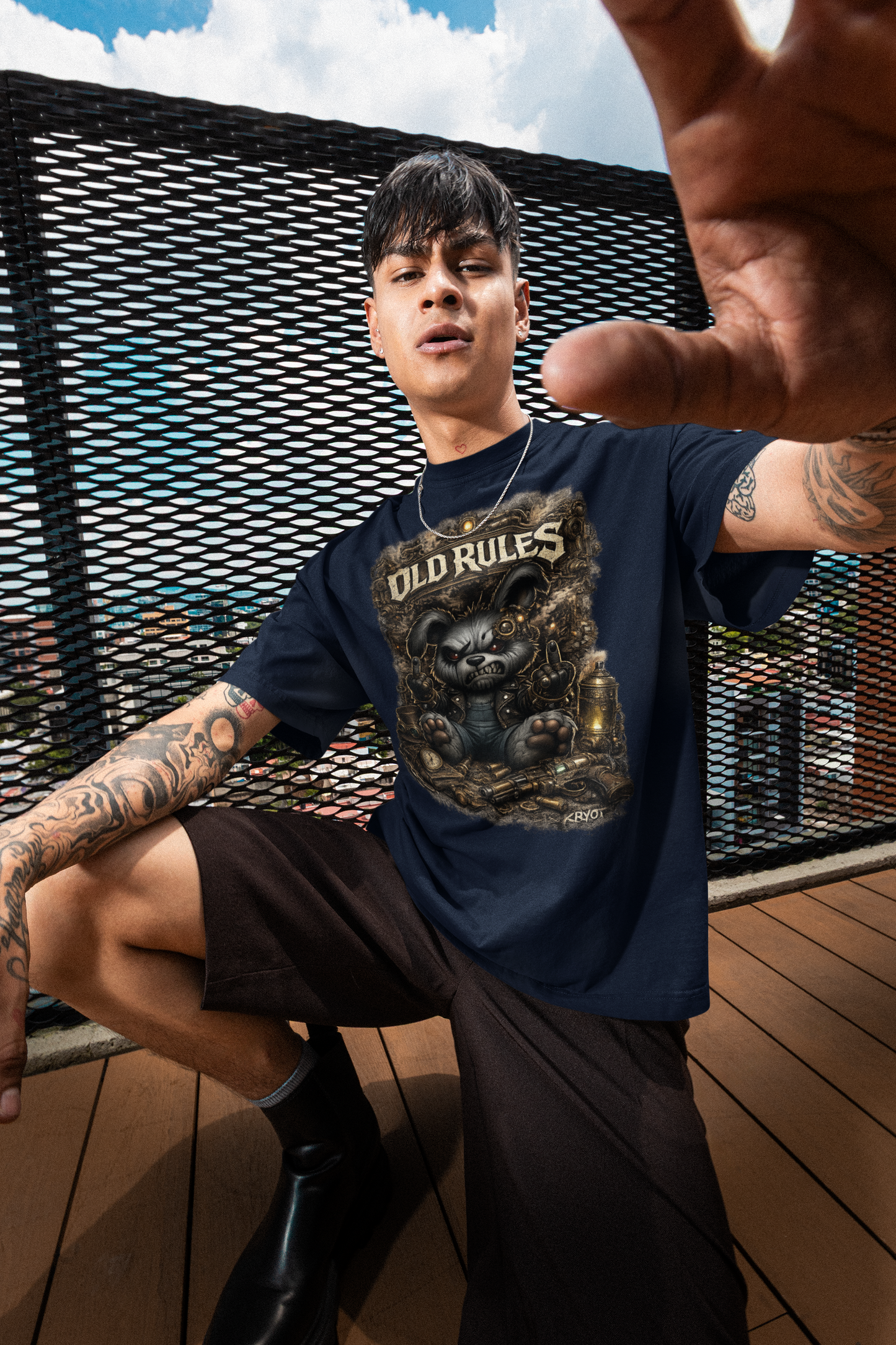WHITE NOISE OLD RULES Cyberpunk Kryot Ropa urbana - Camiseta orgánica unisex para adultos SH