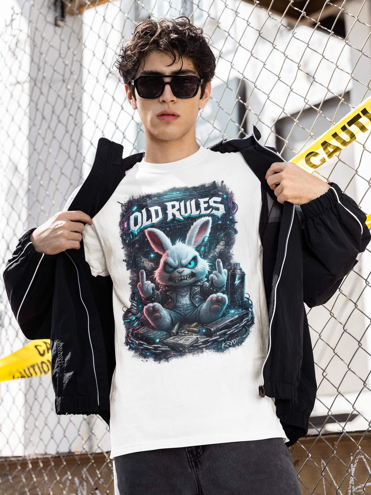 WHITE NOISE OLD RULES Cyberpunk Kryot Ropa urbana - Camiseta orgánica unisex para adultos SH