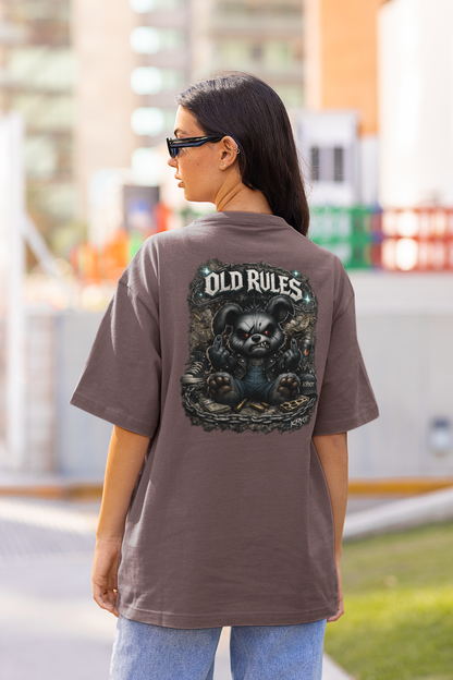 WHITE NOISE OLD RULES I Kryot Streetwear Backprint - Camiseta Freestyler Bio Oversized Unisex Adulto