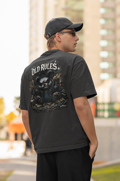 WHITE NOISE OLD RULES I Kryot Streetwear Backprint - Camiseta Freestyler Bio Oversized Unisex Adulto