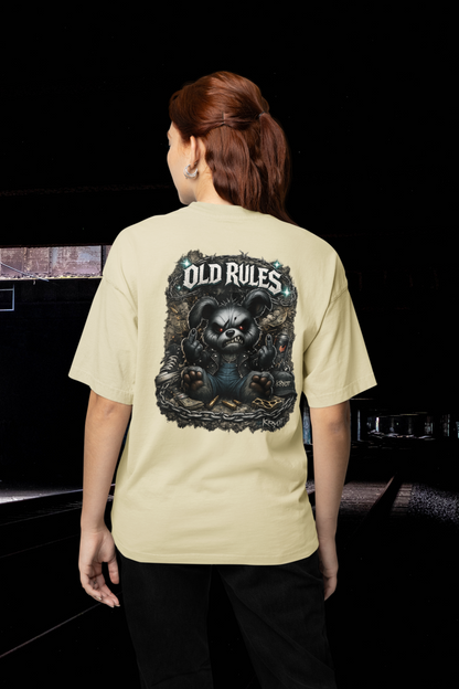 WHITE NOISE OLD RULES I Kryot Streetwear Backprint - Camiseta Freestyler Bio Oversized Unisex Adulto