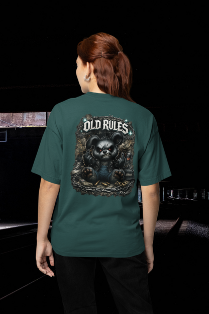 WHITE NOISE OLD RULES I Kryot Streetwear Backprint - Camiseta Freestyler Bio Oversized Unisex Adulto