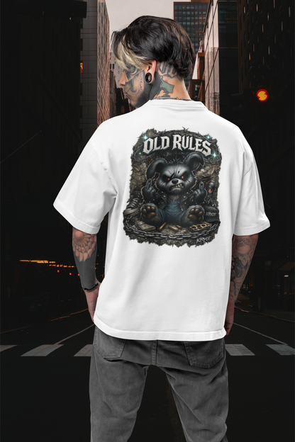 WHITE NOISE OLD RULES I Kryot Streetwear Backprint - Camiseta Freestyler Bio Oversized Unisex Adulto