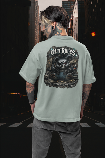 WHITE NOISE OLD RULES I Kryot Streetwear Backprint - Camiseta Freestyler Bio Oversized Unisex Adulto