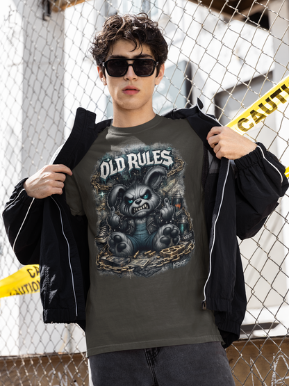 KRYOT White Noise Old Rules II T-Shirt Frontprint Rebel Rabbit - Unisex Bio-Baumwolle T-Shirt 180 GSM