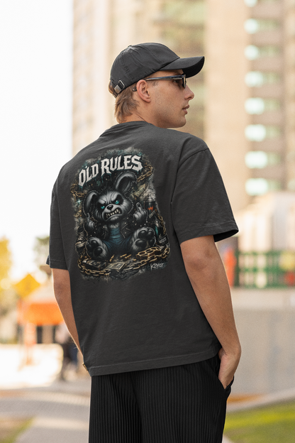 WHITE NOISE OLD RULES II Kryot Streetwear Backprint - Freestyler Organic Oversized Unisex T-Shirt Adult SH