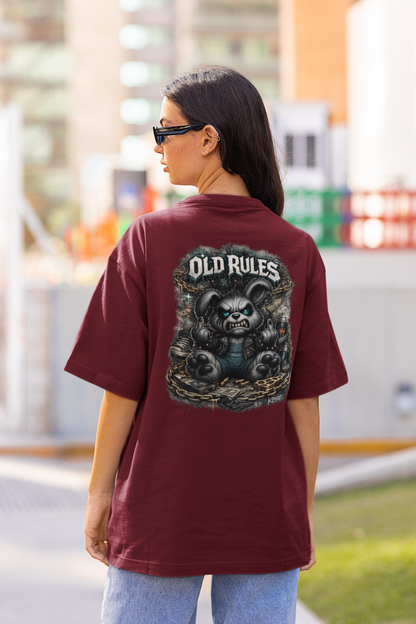 WHITE NOISE OLD RULES II Kryot Streetwear Backprint - Freestyler Organic Oversized Unisex T-Shirt Adult SH