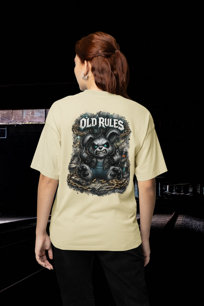 WHITE NOISE OLD RULES II Kryot Streetwear Backprint - Freestyler Organic Oversized Unisex T-Shirt Adult SH
