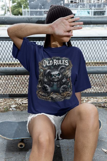 WHITE NOISE OLD RULES II Impression avant Kryot Streetwear - T-shirt unisexe oversize bio Freestyler Adulte SH