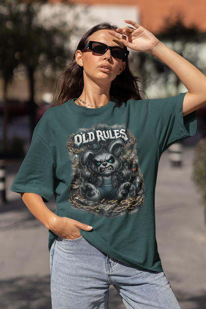 WHITE NOISE OLD RULES II Impression avant Kryot Streetwear - T-shirt unisexe oversize bio Freestyler Adulte SH