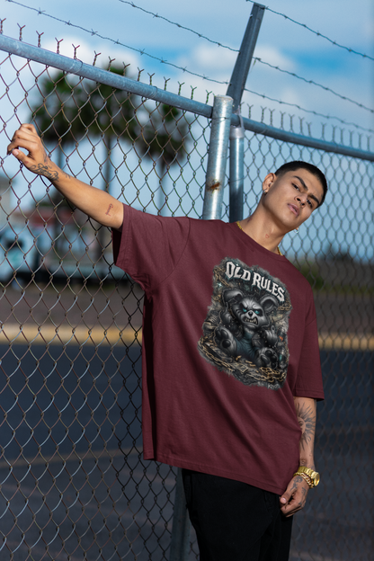 WHITE NOISE OLD RULES II Impression avant Kryot Streetwear - T-shirt unisexe oversize bio Freestyler Adulte SH