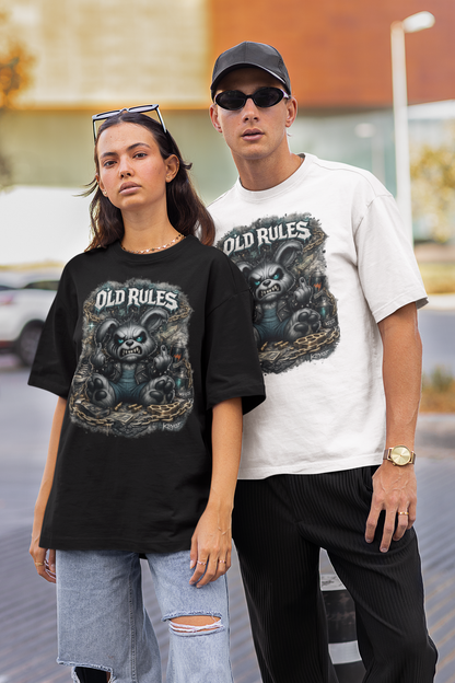 WHITE NOISE OLD RULES II Impression avant Kryot Streetwear - T-shirt unisexe oversize bio Freestyler Adulte SH