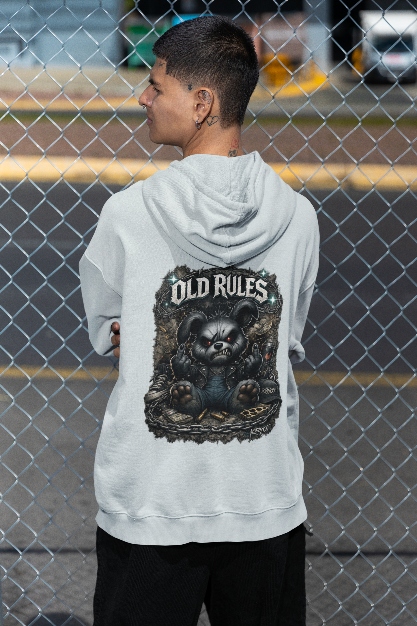 WHITE NOISE OLD RULES I Kryot Streetwear - Slammer Organic Oversized Unisex Hoodie Adults SH