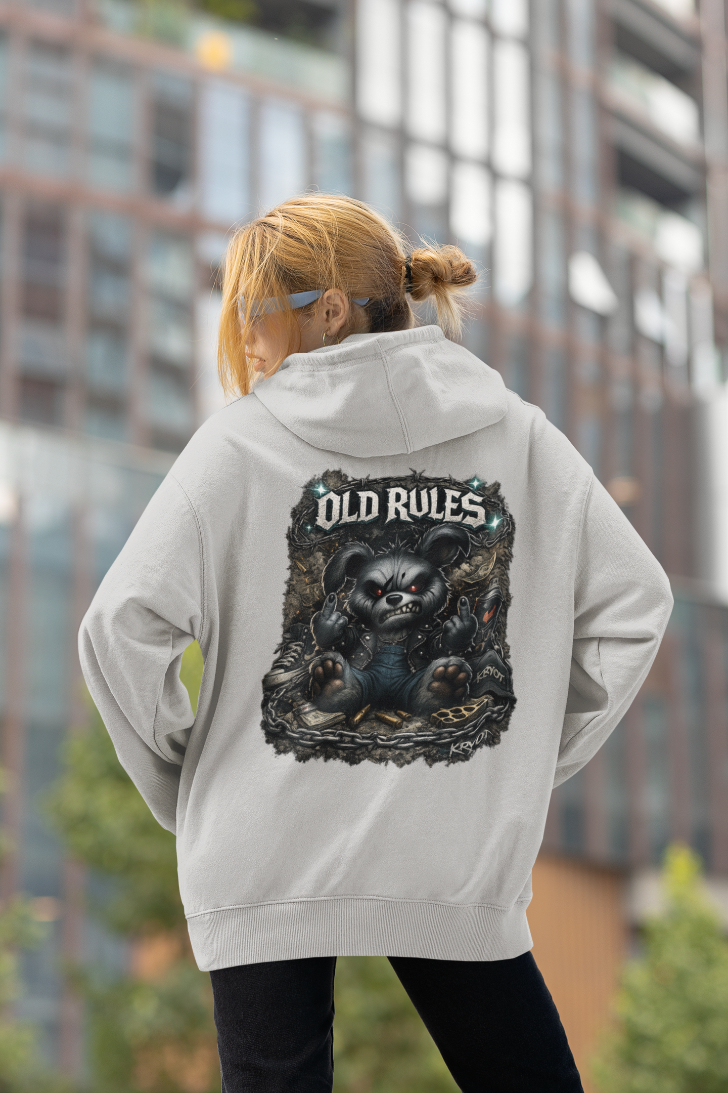 WHITE NOISE OLD RULES I Kryot Streetwear - Slammer Organic Oversized Unisex Hoodie Adults SH