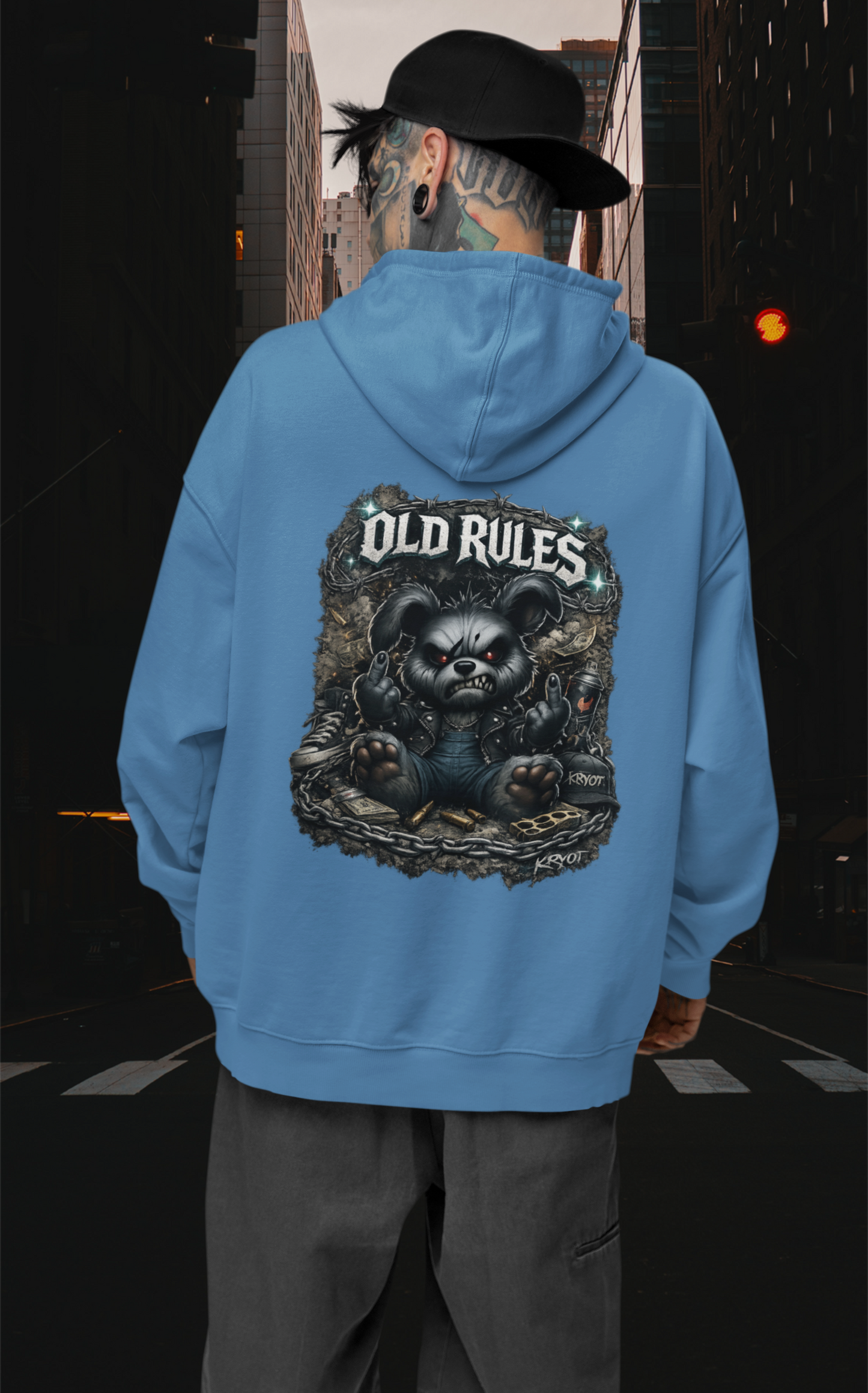 WHITE NOISE OLD RULES I Kryot Streetwear - Slammer Organic Oversized Unisex Hoodie Adults SH