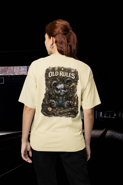 WHITE NOISE OLD RULES Steampunk Kryot Streetwear Backprint - Freestyler Organic Oversized Unisex Adult T-Shirt SH