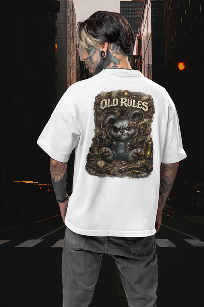 WHITE NOISE OLD RULES Steampunk Kryot Streetwear Backprint - Freestyler Organic Oversized Unisex Adult T-Shirt SH