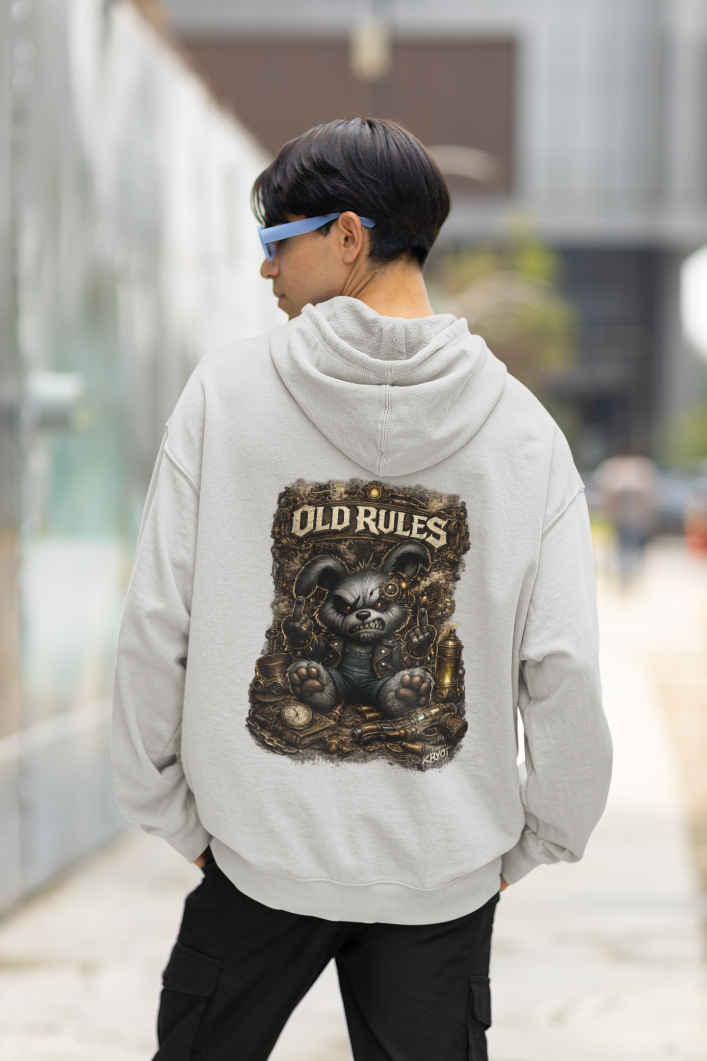 WHITE NOISE OLD RULES Steampunk Cryot Streetwear - Slammer Organic Oversized Unisex Hoodie Adult SH