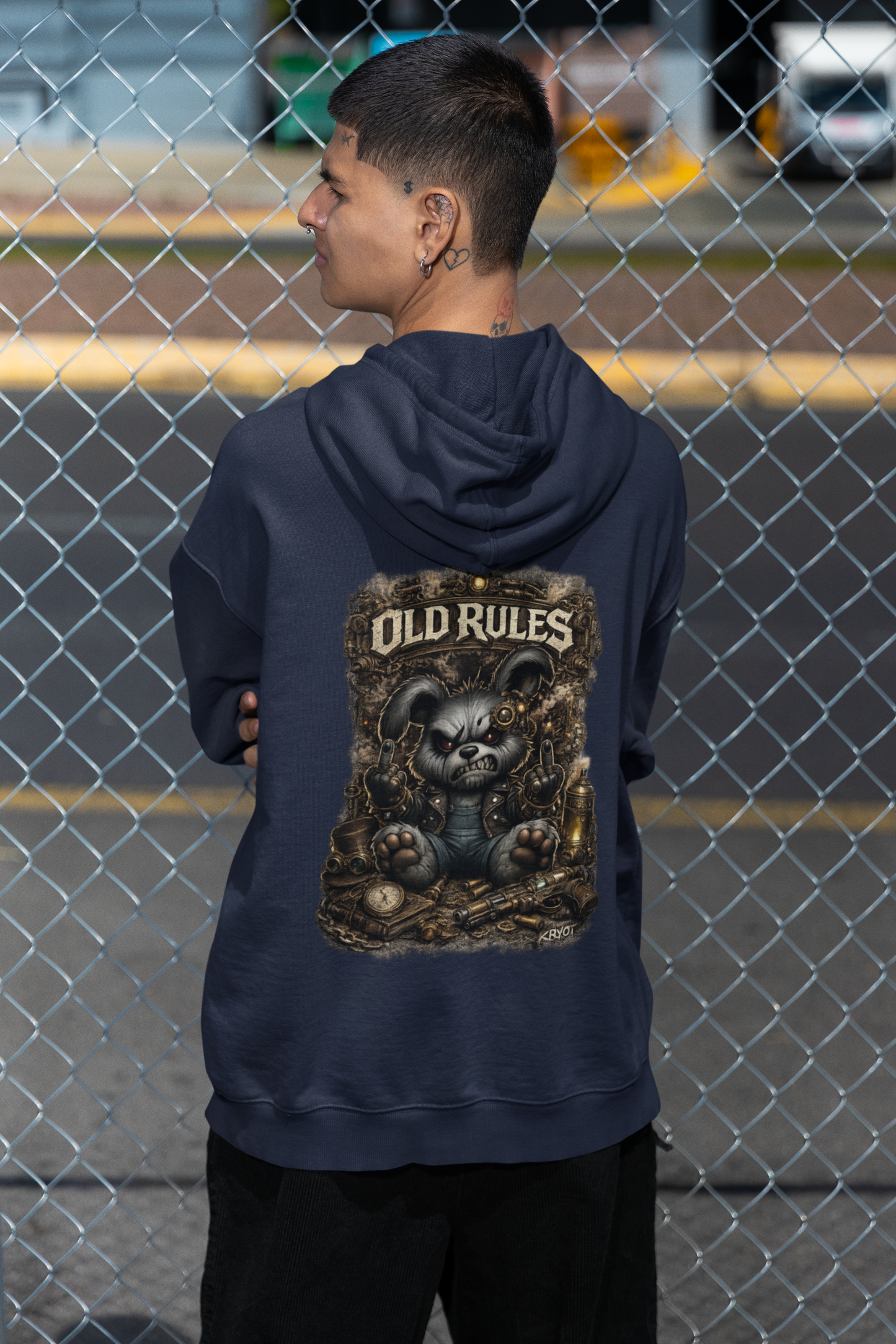 WHITE NOISE OLD RULES Steampunk Cryot Streetwear - Slammer Organic Oversized Unisex Hoodie Adult SH