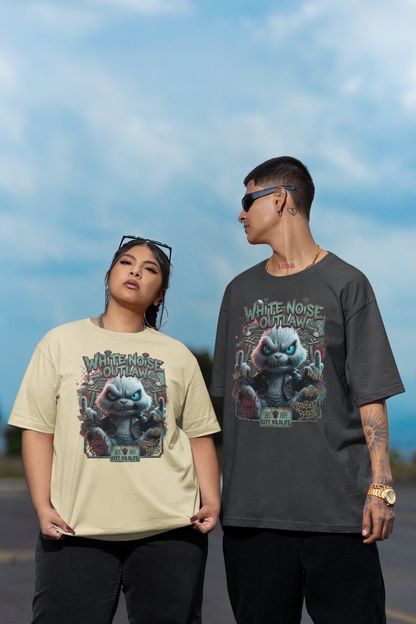 WHITE NOISE OUTLAW Kryot Streetwear Frontprint - Camiseta unisex extragrande de algodón orgánico para adultos Freestyler SH