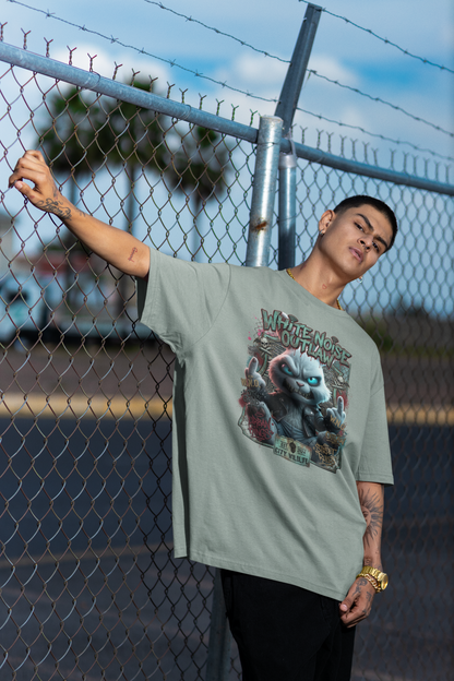 WHITE NOISE OUTLAW Kryot Streetwear Frontprint - Camiseta unisex extragrande de algodón orgánico para adultos Freestyler SH