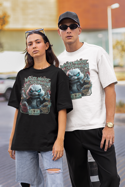 WHITE NOISE OUTLAW Kryot Streetwear Frontprint - Camiseta unisex extragrande de algodón orgánico para adultos Freestyler SH