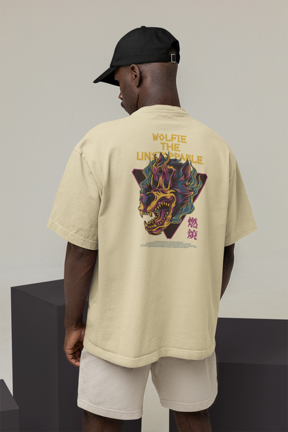 WOLFIE THE UNSTOPPABLE Warrior Streetwear Backprint - Freestyler Organic Oversized T-Shirt Adults SH