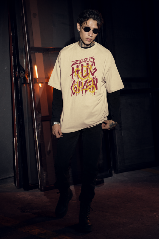 T-shirt adulte oversize bio Freestyler - Imprimé frontal streetwear ZERO HUG GIVEN