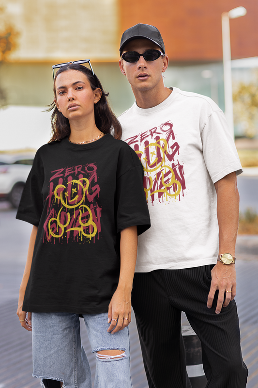T-shirt adulte oversize bio Freestyler - Imprimé frontal streetwear ZERO HUG GIVEN