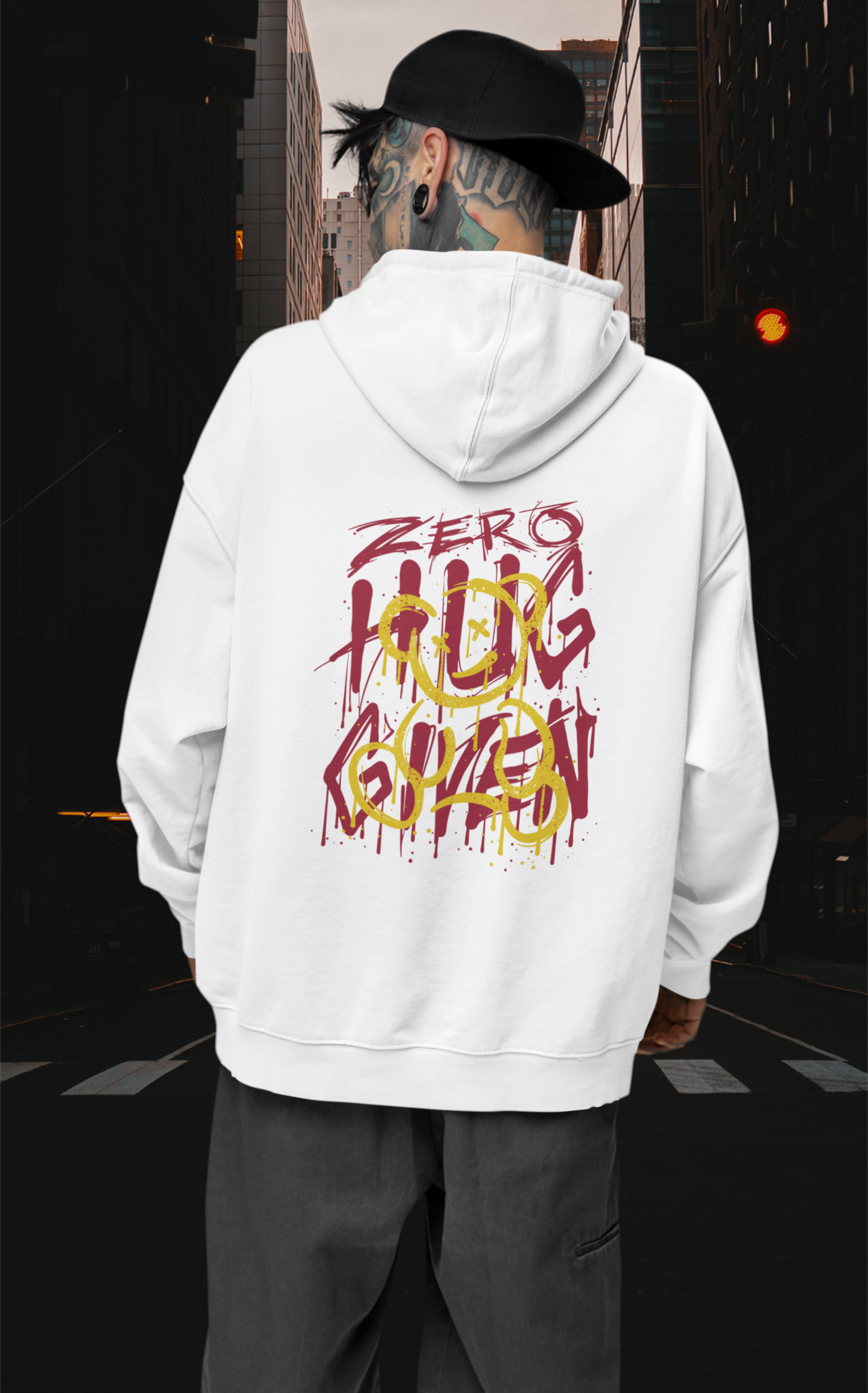 KRYOT Zero Hug Given Hoodie Backprint - Unisex Heavyweight Oversized Streetwear 350 GSM Bio-Baumwolle